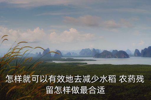 怎樣就可以有效地去減少水稻 農藥殘留怎樣做最合適