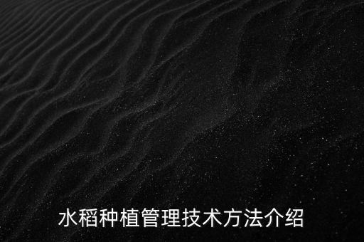 水稻種植管理技術方法介紹