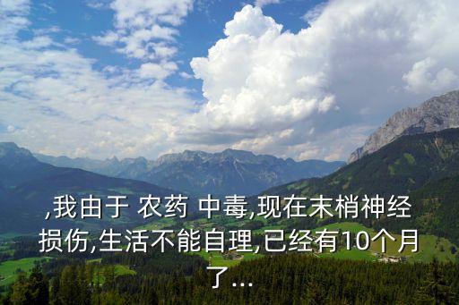 ,我由于 農藥 中毒,現在末梢神經損傷,生活不能自理,已經有10個月了...