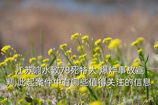 江蘇響水致78死特大 爆炸事故宣判,此起案件中有哪些值得關(guān)注的信息...