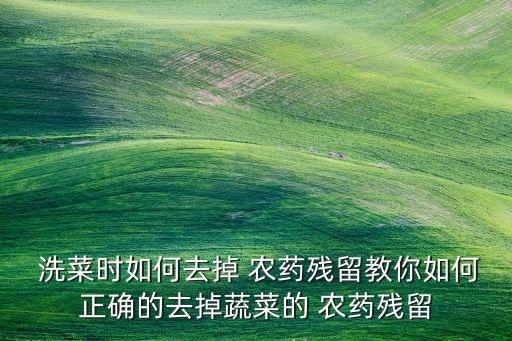 洗菜時(shí)如何去掉 農(nóng)藥殘留教你如何正確的去掉蔬菜的 農(nóng)藥殘留