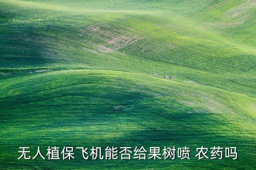 無人植保飛機能否給果樹噴 農藥嗎