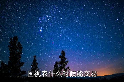 國視農什么時候能交易