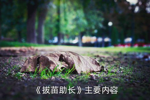 《拔苗助長》主要內容