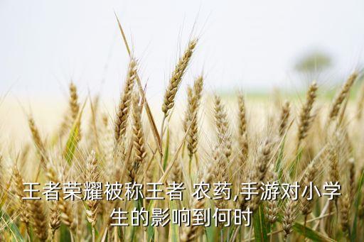 王者榮耀被稱王者 農藥,手游對小學生的影響到何時