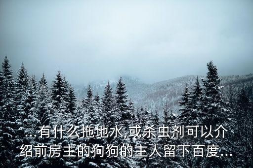...有什么拖地水,或殺蟲劑可以介紹前房主的狗狗的主人留下百度...
