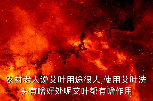 農(nóng)村老人說(shuō)艾葉用途很大,使用艾葉洗頭有啥好處呢艾葉都有啥作用