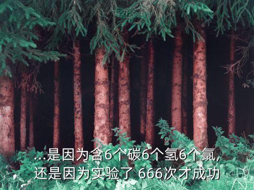 ...是因為含6個碳6個氫6個氯,還是因為實驗了 666次才成功