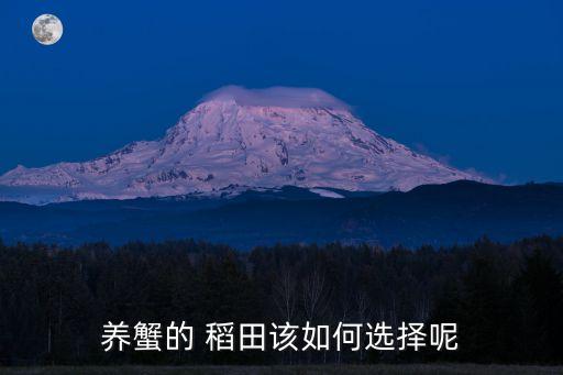 養蟹的 稻田該如何選擇呢