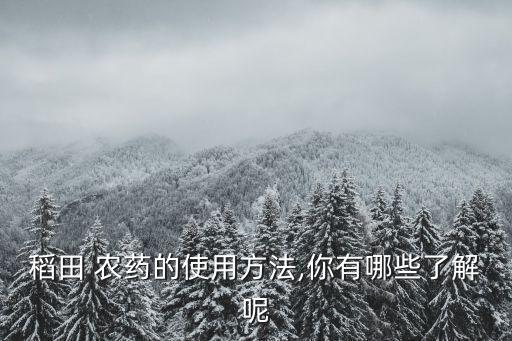 稻田 農(nóng)藥的使用方法,你有哪些了解呢