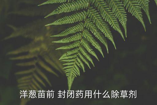 洋蔥苗前 封閉藥用什么除草劑
