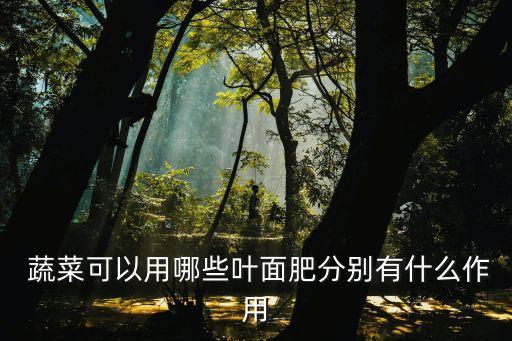 蔬菜可以用哪些葉面肥分別有什么作用