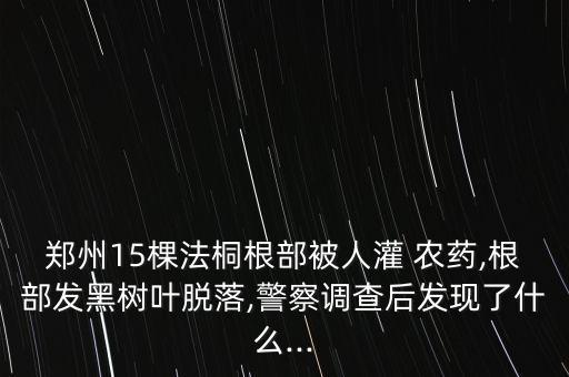 鄭州15棵法桐根部被人灌 農(nóng)藥,根部發(fā)黑樹葉脫落,警察調(diào)查后發(fā)現(xiàn)了什么...