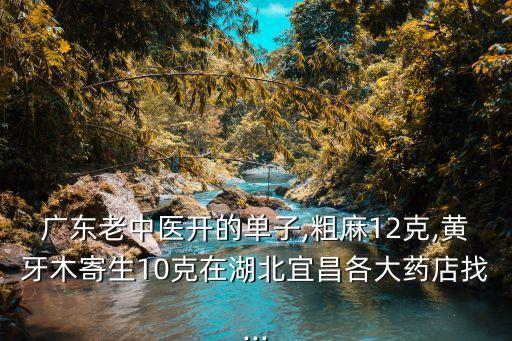 廣東老中醫開的單子,粗麻12克,黃牙木寄生10克在湖北宜昌各大藥店找...