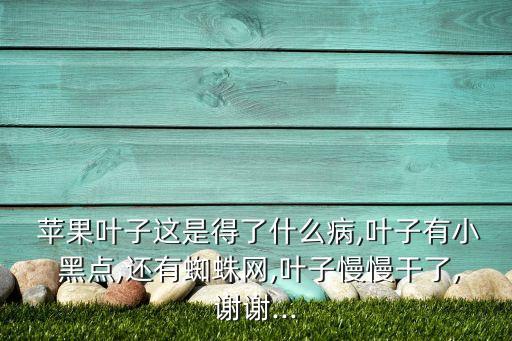 蘋果葉子這是得了什么病,葉子有小 黑點,還有蜘蛛網,葉子慢慢干了,謝謝...