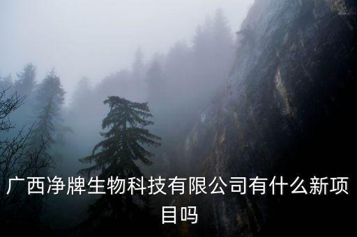 廣西凈牌生物科技有限公司有什么新項目嗎