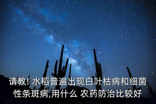 請教! 水稻普遍出現白葉枯病和細菌性條斑病,用什么 農藥防治比較好