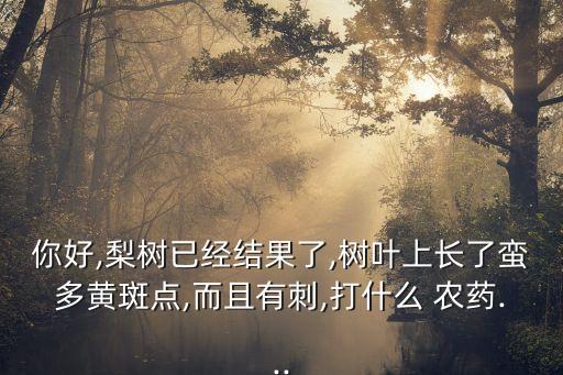 你好,梨樹已經結果了,樹葉上長了蠻多黃斑點,而且有刺,打什么 農藥...