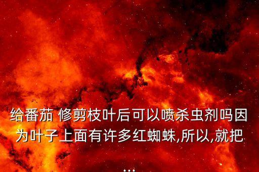 給番茄 修剪枝葉后可以噴殺蟲劑嗎因為葉子上面有許多紅蜘蛛,所以,就把...