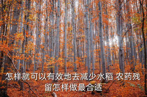 怎樣就可以有效地去減少水稻 農藥殘留怎樣做最合適