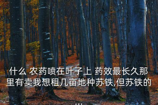 什么 農藥噴在葉子上 藥效最長久那里有賣我想租幾畝地種蘇鐵,但蘇鐵的...