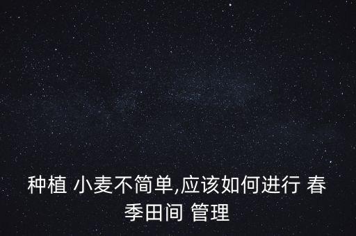 小麥春季管理用什么農(nóng)藥,小麥的春季管理