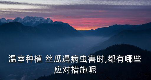 溫室種植 絲瓜遇病蟲害時,都有哪些應對措施呢