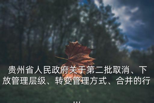  貴州省人民政府關于第二批取消、下放管理層級、轉變管理方式、合并的行...