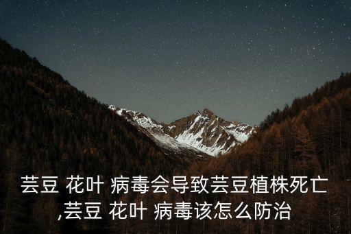 蕓豆 花葉 病毒會導致蕓豆植株死亡,蕓豆 花葉 病毒該怎么防治