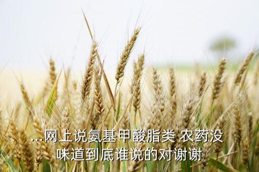 ...網上說氨基甲酸脂類 農藥沒 味道到底誰說的對謝謝