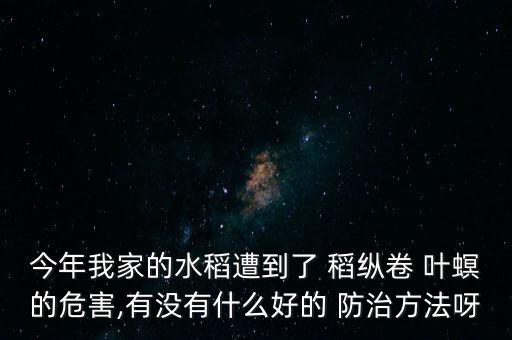 防治稻縱卷葉螟用什么農藥