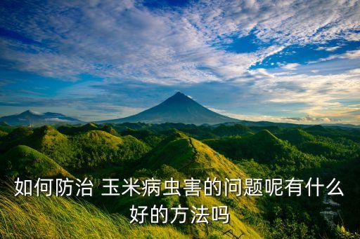 如何防治 玉米病蟲害的問題呢有什么好的方法嗎