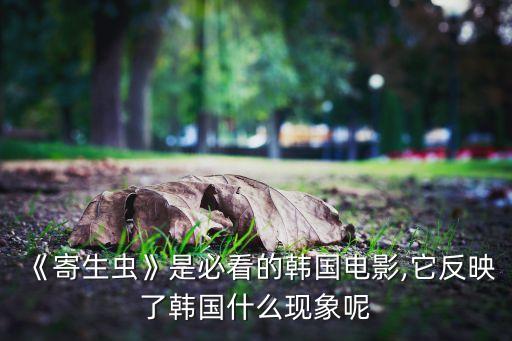 《寄生蟲》是必看的韓國電影,它反映了韓國什么現象呢