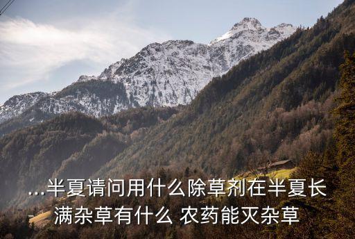 ...半夏請問用什么除草劑在半夏長滿雜草有什么 農藥能滅雜草