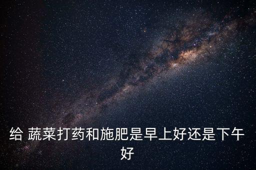 給 蔬菜打藥和施肥是早上好還是下午好