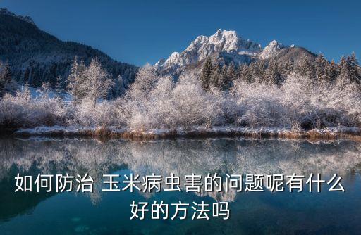 如何防治 玉米病蟲害的問題呢有什么好的方法嗎