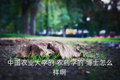 中國農業大學的 農藥學的 博士怎么樣啊