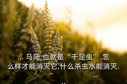 什么農藥可以殺死馬陸,馬陸用什么農藥